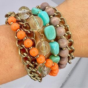 Vintage Multi-Layer Beaded & Chain Bracelet – Boho Statement